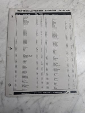 Sma Parts Price List Catalog Dealer Sales Literature 2018 Smalink ~~Part 1 Of 3