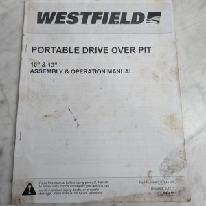 Westfield Portable Drive Over Pit 10” 13” Assembly Operator Service Manual 2011