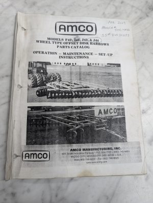 Amco F42 J42 J43 J44 Disk Harrows Parts Catalog Operation Service Manual