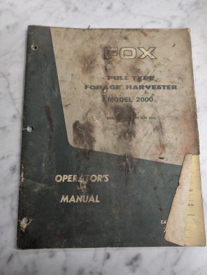 Fox Operators Instruction Service Manual Pull Forage Harvester Model 2000