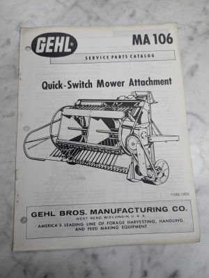 Gehl Service Repair Parts Catalog List Manual Ma 106 Mower Attachment 1942A