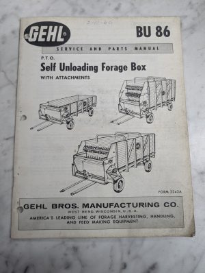 Gehl Service Repair & Parts Catalog List Manual Bu 86 Forage Box 2242A