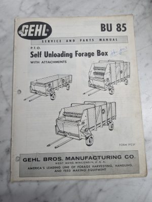 Gehl Service Repair & Parts Catalog List Manual Bu 85 Forage Box 1923F