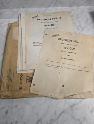 International Harvester Ih Parts Catalog List Manual Wr-201 Windrower Revisions