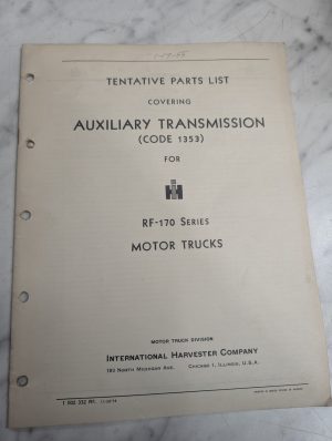 International Trucks Tentative Parts Catalog Manual Auxiliary Trans Rf-170