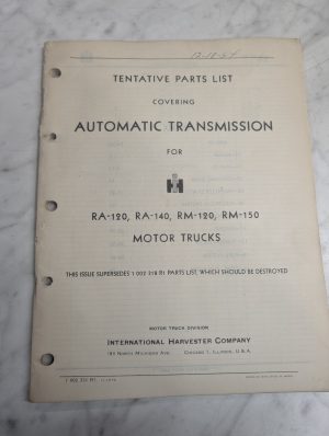 International Trucks Tentative Parts Catalog Manual Automatic Trans Ra Rm 150
