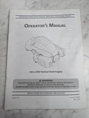 Cub Cadet Mtd Operator'S Manual 159 Cc Ohv Vertical Shaft Engine 2013
