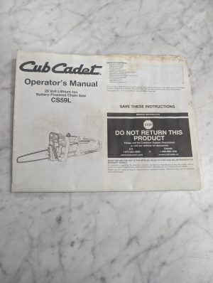 Cub Cadet Operator'S Owners Manual Cs59L Chain Saw Battery Powered ~