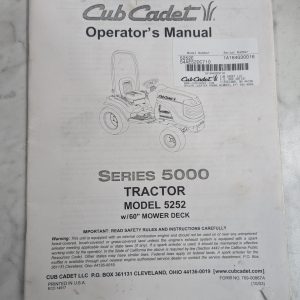 Cub Cadet Owner'S Operator'S Manual Tractor 5000 Series 5252 W/ 60” Mower Deck