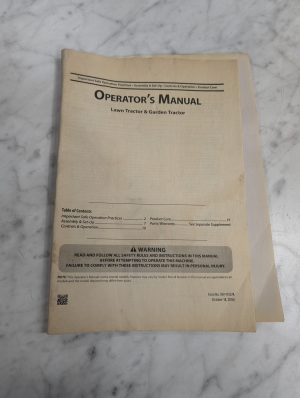 Cub Cadet Operator'S Owners Manual Lawn Garden Tractor 2016