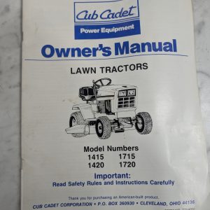 Cub Cadet Operator'S Owners Manual Lawn Tractor Lt 1415 1715 1420 1720