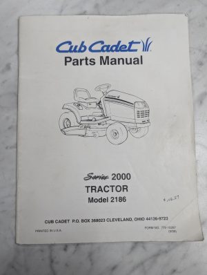 Cub Cadet Operator'S Owners Manual Tractor 2000 Series 2186 1999