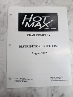 Hotmax Torches Distributor Price List Sales Brochure Literature Catalog 2012