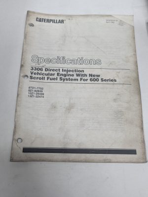 Caterpillar 3306 Diesel Engine Specifications Service Manual Shop Cat Book 1992