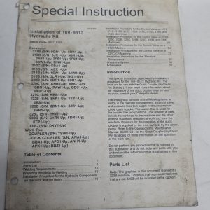 Caterpillar Special Instruction Manual 169-9513 Hydraulic Kit Shop Book Cat 2004