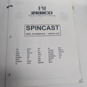 Zebco 1995 Spincast Fishing Reel Models Schematic Parts List Book Catalog Manual