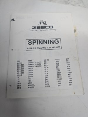 Zebco 1995 Spinning Fishing Reel Models Schematic Parts List Book Catalog Manual