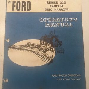 Ford Tractor Operators Manual Series 230 Tandem Disc Harrow Se 3291 Oem