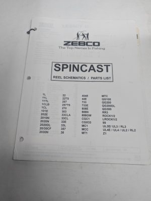 Zebco 1996 Baitcast Fishing Reel Models Schematic Parts List Book Catalog Manual