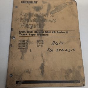 Caterpillar Cat Operation & Maintenance Manual D6H Xl Xr Ii Track Tractors 1995