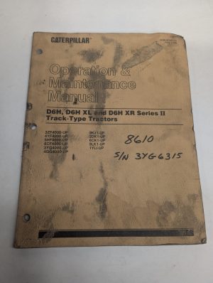 Caterpillar Cat Operation & Maintenance Manual D6H Xl Xr Ii Track Tractors 1995