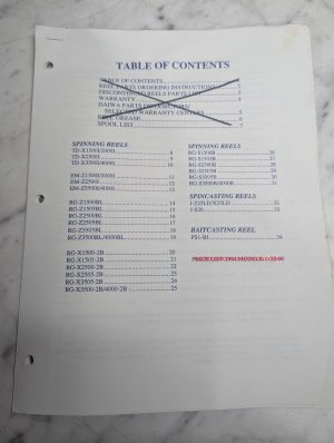 Daiwa Fishing Reels All Models Schematic Parts List Book Catalog Manual 1994