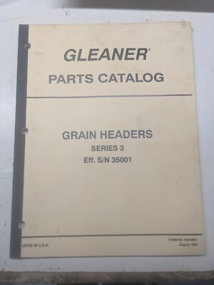 Gleaner Parts Catalog Book List Grain Headers Series 3 Sn 35001 1993