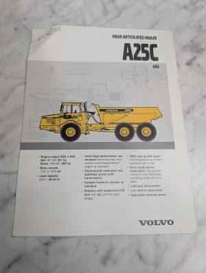 Volvo A25C 6X6 Articulated Hauler Truck Sales Brochure Literature Specs Features