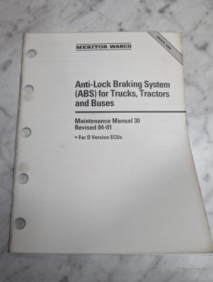 Meritor Wabco Maintenance Manual #30 Easy-Stop Trailer Abs Plc 2001