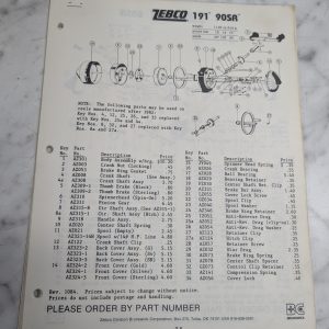 Zebco Service Parts Price List Catalog Manual Illustrated Fishing Reels 60 Pages