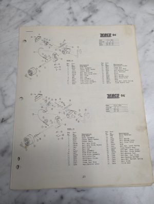 Zebco Service Parts List Catalog Manual Illustrated Fishing Reels 19 Pages