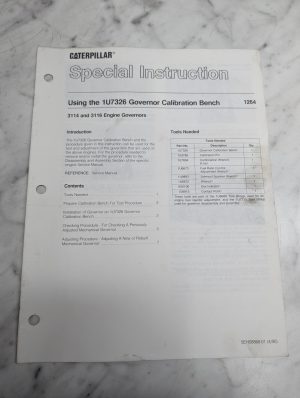 Caterpillar Special Instruction Manual Governor Calibration Bench 1U7326 1990