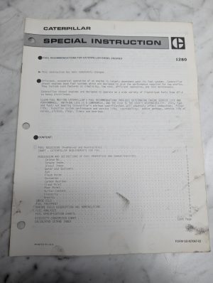 Caterpillar Special Instruction Manual Fuel Recommendations Diesel Engines 1280