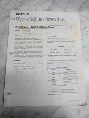 Caterpillar Special Instruction Manual Installation 7C6208 Cylinder Sleeve 1222
