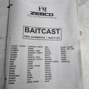 Zebco Service Parts List Catalog Manual Baitcast Fishing Reel Schematics 1990'S