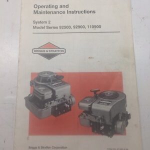 Briggs Operating & Maintenance Instructions 92500 92900 110900 1986 Manual Book