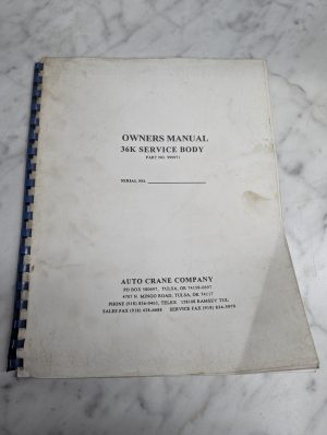 Auto Crane Company 36K Service Body Owner'S Manual 999971 Parts List Service