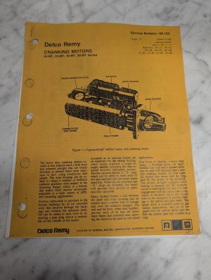 Delco Remy Service Bulletin 1M-153 Cranking Motors 30 35 40 50-Mt Series 11 Page