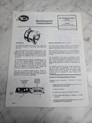 Delco Remy Maintenance Instruction Manual Alternators 4805Jb 4829Jb