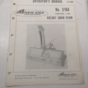 New Idea Operator'S Manual Owner Book 516A Rotary Snow Plow Rs509 Book