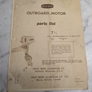 West Bend Outboard Motor Parts List Book Manual Catalog 7.5 ½ 7001 1959