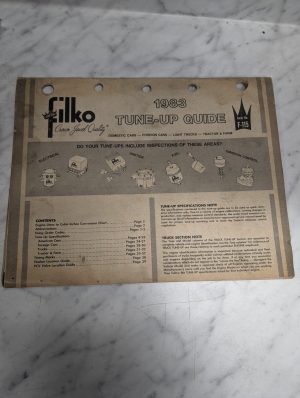 Filko Crown Jewel 1983 Tune-Up Guide Manual F-115 Cars Trucks Farm Tractor