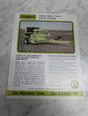 Schulte Rs600 Reel Type Rock Picker Sales Brochure Literature