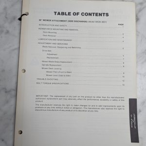 Ford Repair Service Manual 38" Mower Attachment 09Gn 3657 Tractor 1984