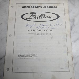 Brillion Operator'S Service Maintenance Manual Field Cultivator Fc 1266 2066
