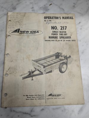 New Idea Operators Service Maintenance Manual 217 Single Beater Manure Spreader
