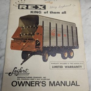 Rex King Owners Operator Maintenance Manual Self Unloading Forage Box