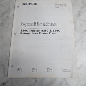 Caterpillar Specifications Manual 824C 825C 826C Compactors Power Train Senr7832