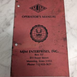 Mjm Operator'S Manual Auger Owners Operation Maintenance
