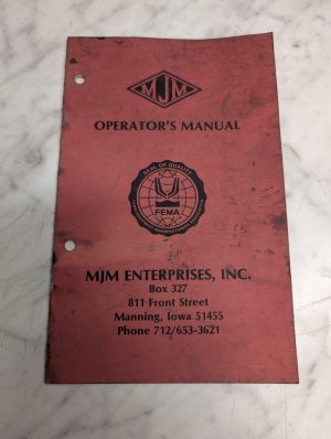 Mjm Operator'S Manual Auger Owners Operation Maintenance